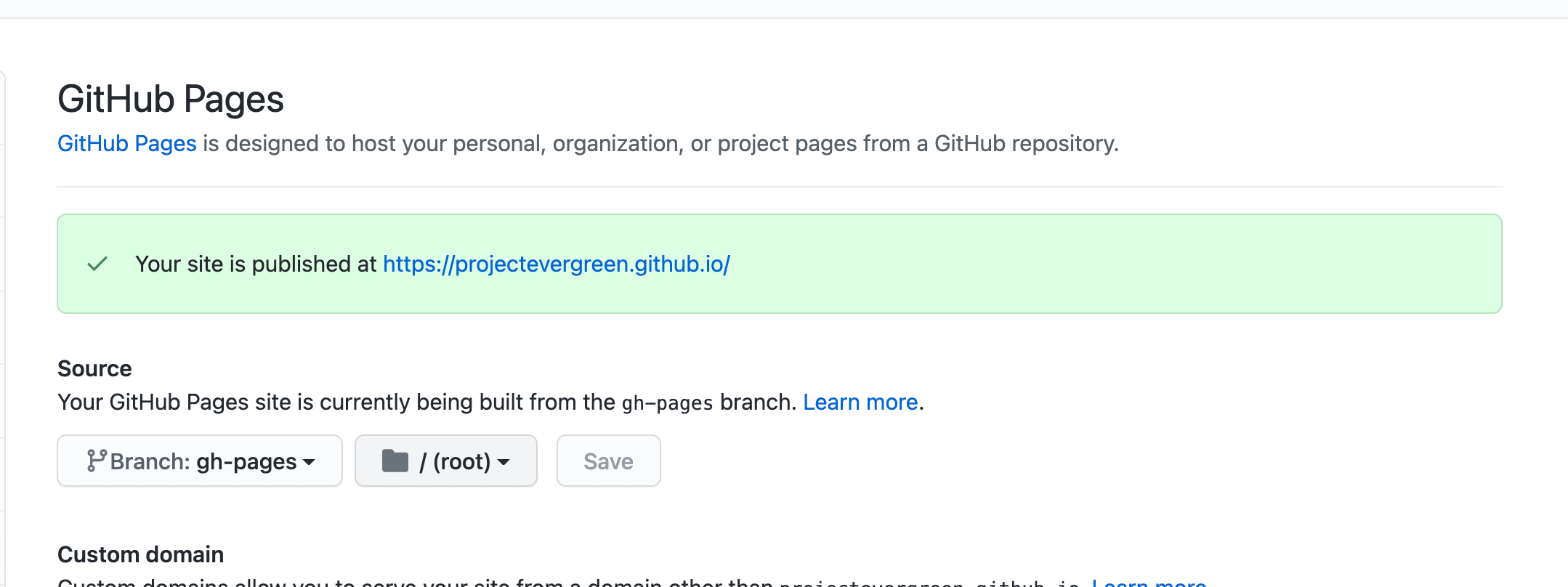 github pages branch